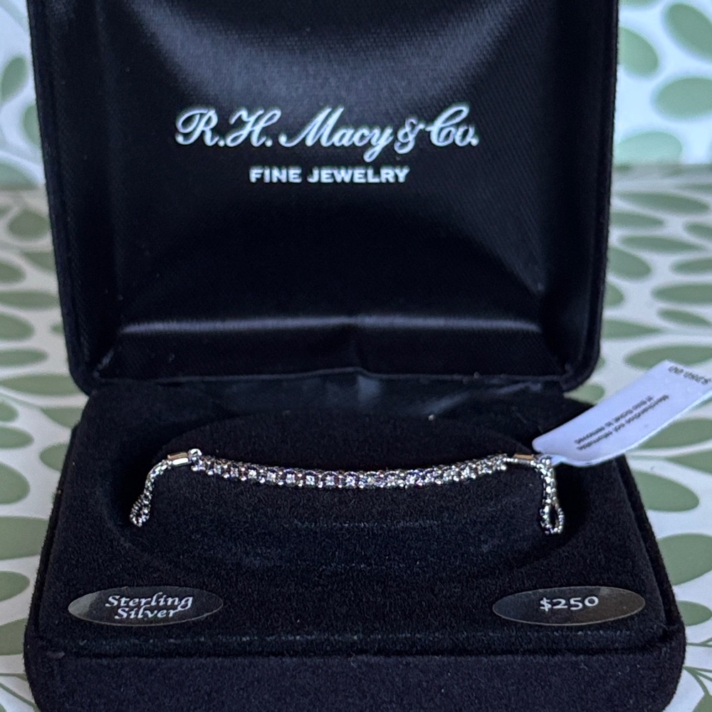 NWT Sterling Silver & Genuine Diamond Adjustable Bracelet